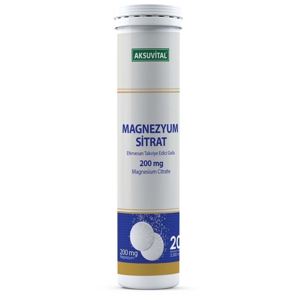 Aksu Vital Magnezyum Sitrat Efervesan 200 Mg 20 Tablet