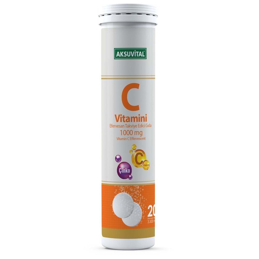 Aksu Vital C Vitamini Efervesan 1000 Mg 20 Tablet