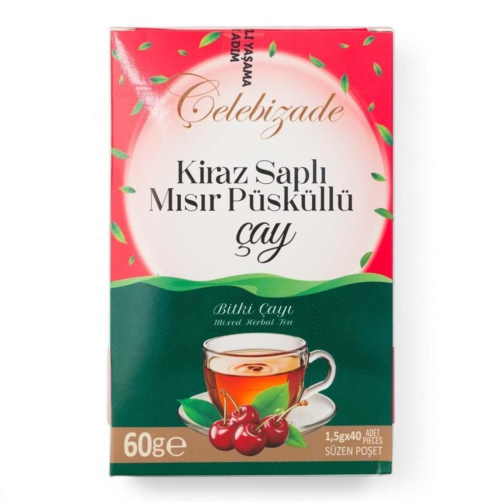 Çelebizade Kiraz Saplı Bitki Çayı Süzen Poşetli 40 Adet 60 Gr