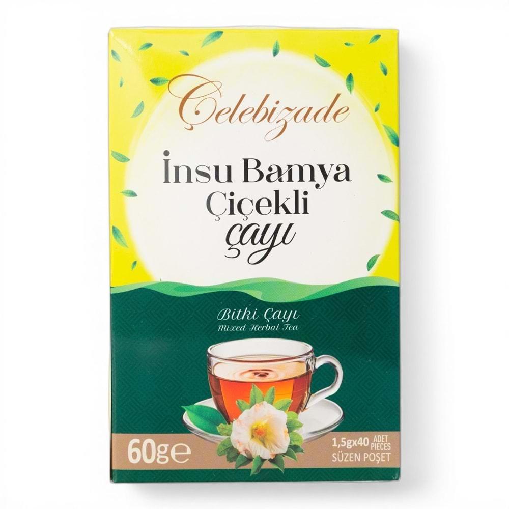 Çelebizade İnsu Bamya Çiçekli Bitki Çayı Süzen Poşetli 40 Adet 60 Gr