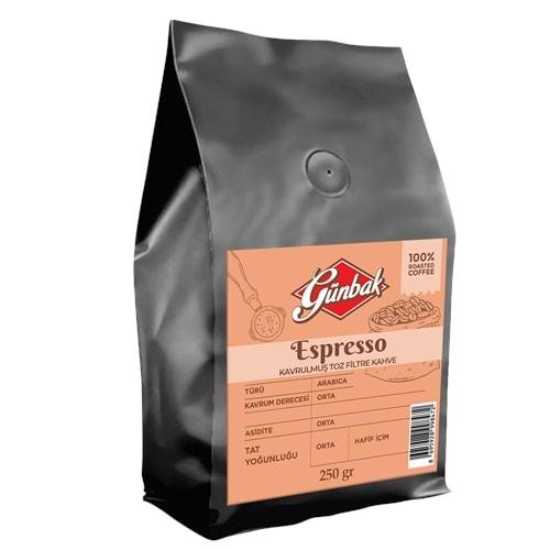 Günbak Espresso Kavrulmuş Toz Filtre Kahve 250 Gr