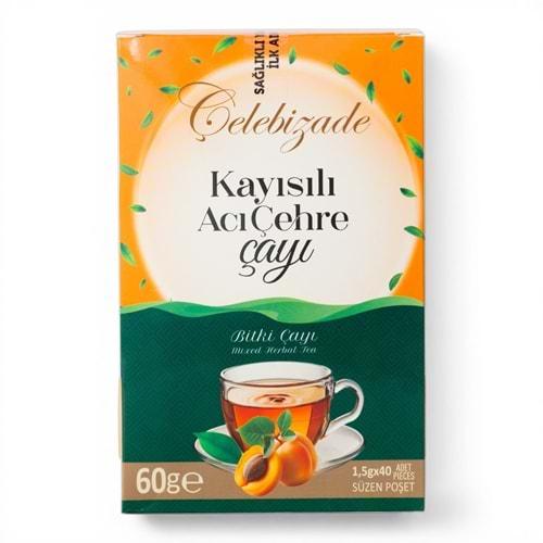 Çelebizade Kayısılı Acı Çehre Bitki Çayı Süzen Poşetli 40 Adet 60 Gr