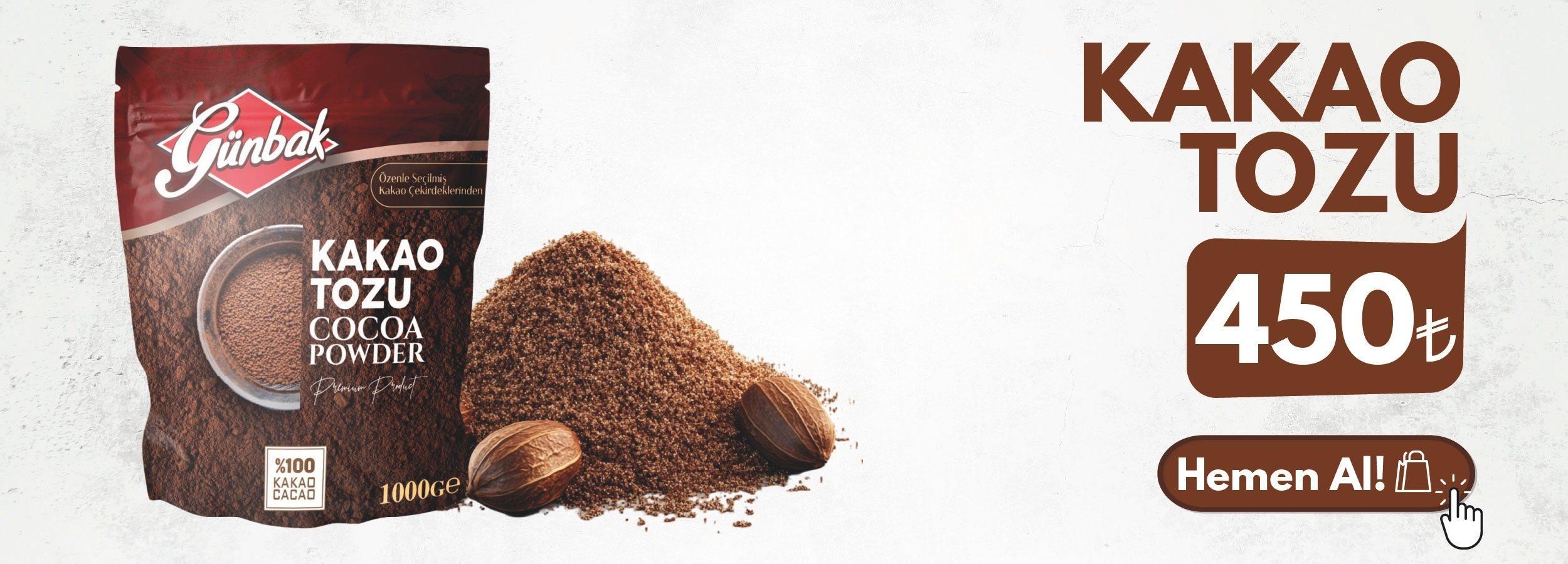 Günbak Toz Kakao 1 KG – Paket Kakao, Tatlı ve Süslemeler İçin